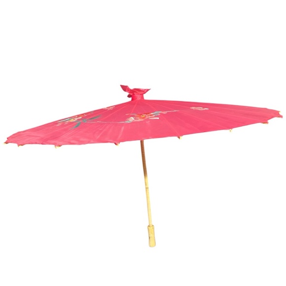 Pink Japanese Parasol Chinese Nylon Umbrella for Photos Costumes Wedding Sz 32” - Picture 5 of 12